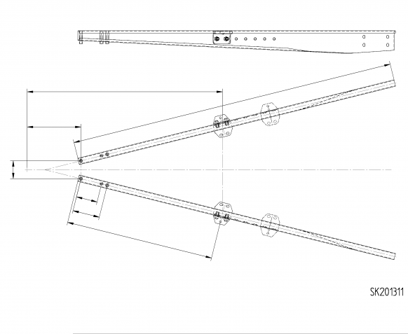 KNOTT set disselbalken ZHL20-C li+re L=1830/1245mm 6A2933