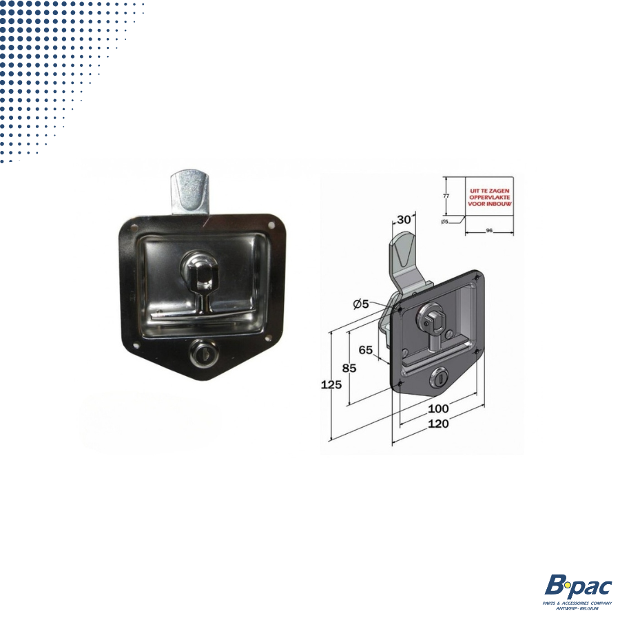 Inox inbouwsluiting zwenkhandgreep