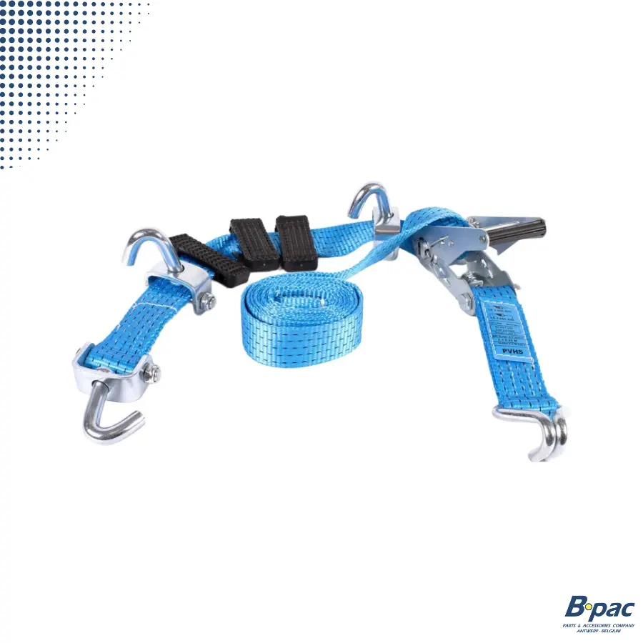 Sangle d'arrimage pour transport de voiture 4 m 50 mm avec blocs antidérapants