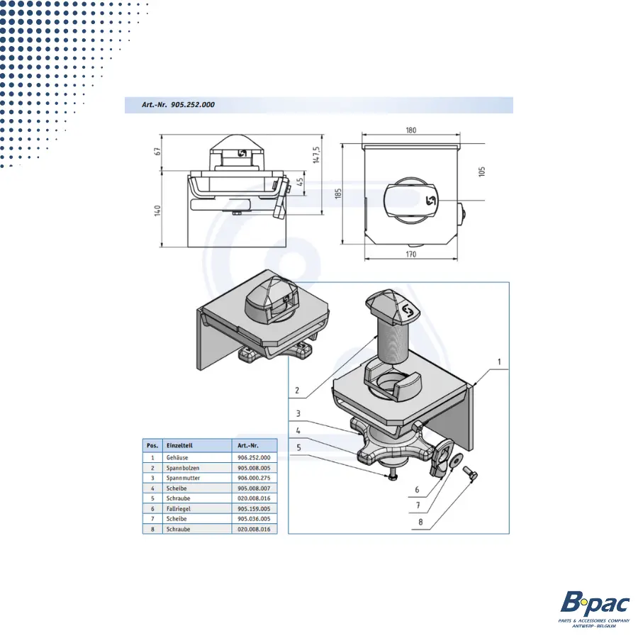 TWISTLOCK Container Lock R407 F-RP - @52 - Flush-mounted