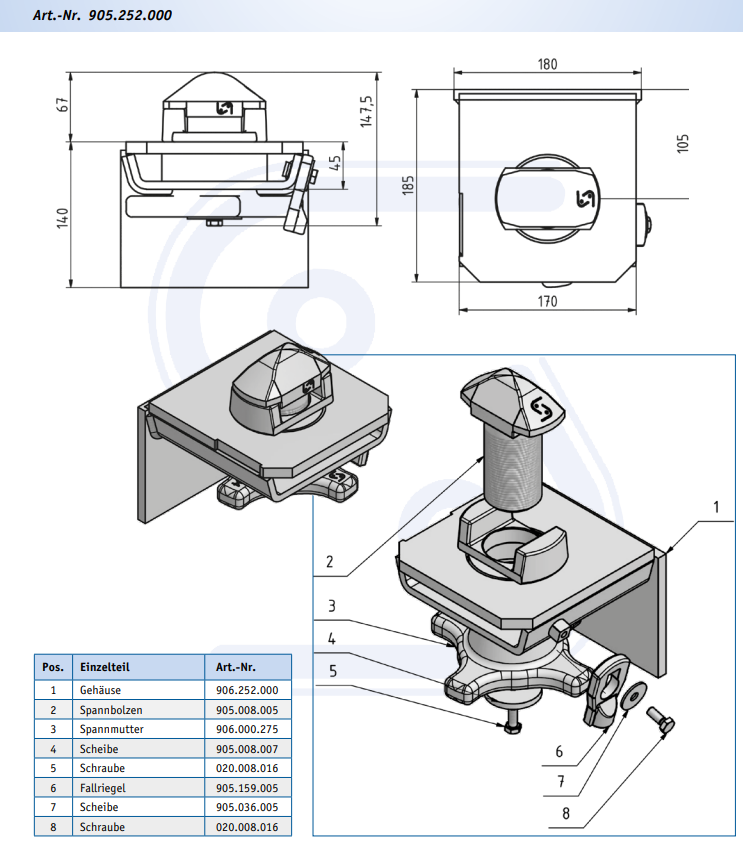 TWISTLOCK Containervergrendeling R407 F-RP - BOUT 52 - INBOUW