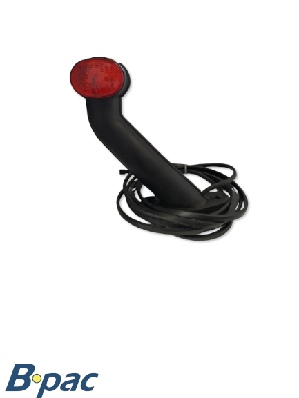 Breedtelicht  Rood/Wit 12V Rubbervoet Haaks Incl. 3mtr kabel L=R