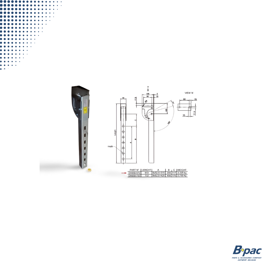 Klapsteun vr fietsenbeveiliging  L=572 MM