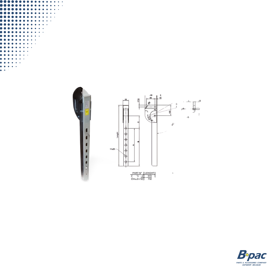 KLAPSTEUN VOOR FIETSENBEVEILIGING   L=732 MM