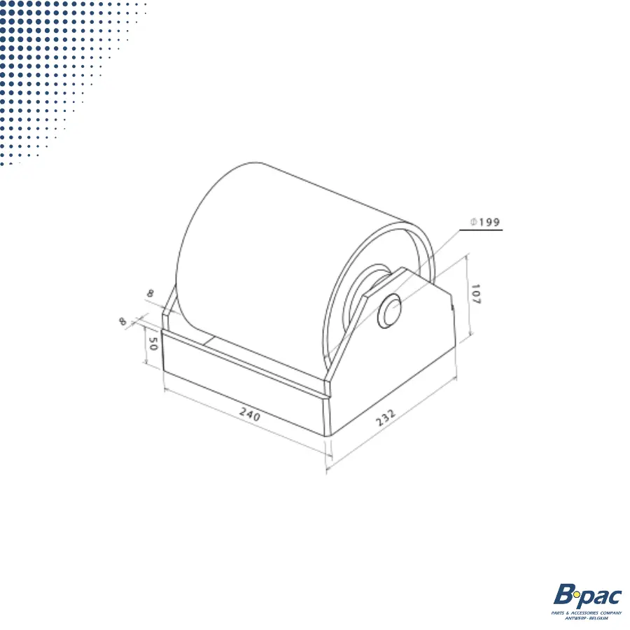 Rouleau basculant | acier | diamètre 199 mm + support