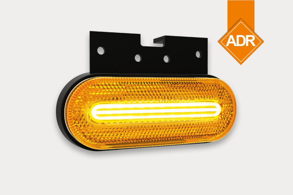 LED ZIJMARKERING AMBER + VOET - KABEL 0.5M - 12/36V
