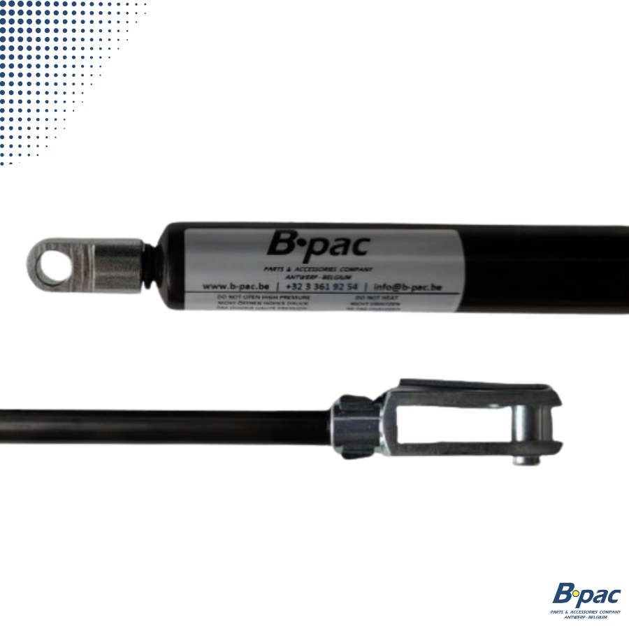 Gasveer 615mm - slag 220mm - 2250N incl. oog Ø 10mm + gaffel M10x40mm