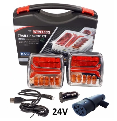 [0101002983] LED ACHTERLICHTSET DRAADLOOS 24V-7P met magneet