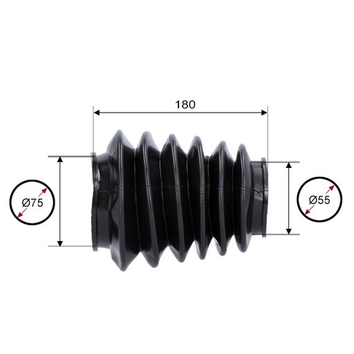 [0625001150] Stofhoes   AEV20-35/ABV25.1 - #01580  d.60/75 - 6-plooien