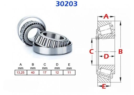 [0630001440] Tapered Roller Bearing 30203 D17/40x11-48/13